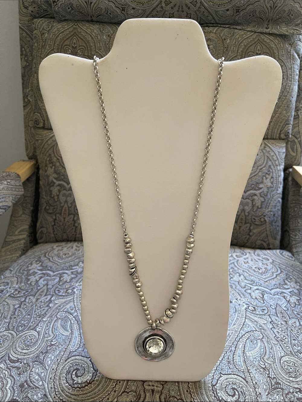 Silver Plated Beaded Pendant Necklace